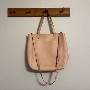 Madewell Pink Leather Tote Bag with Detachable Strap